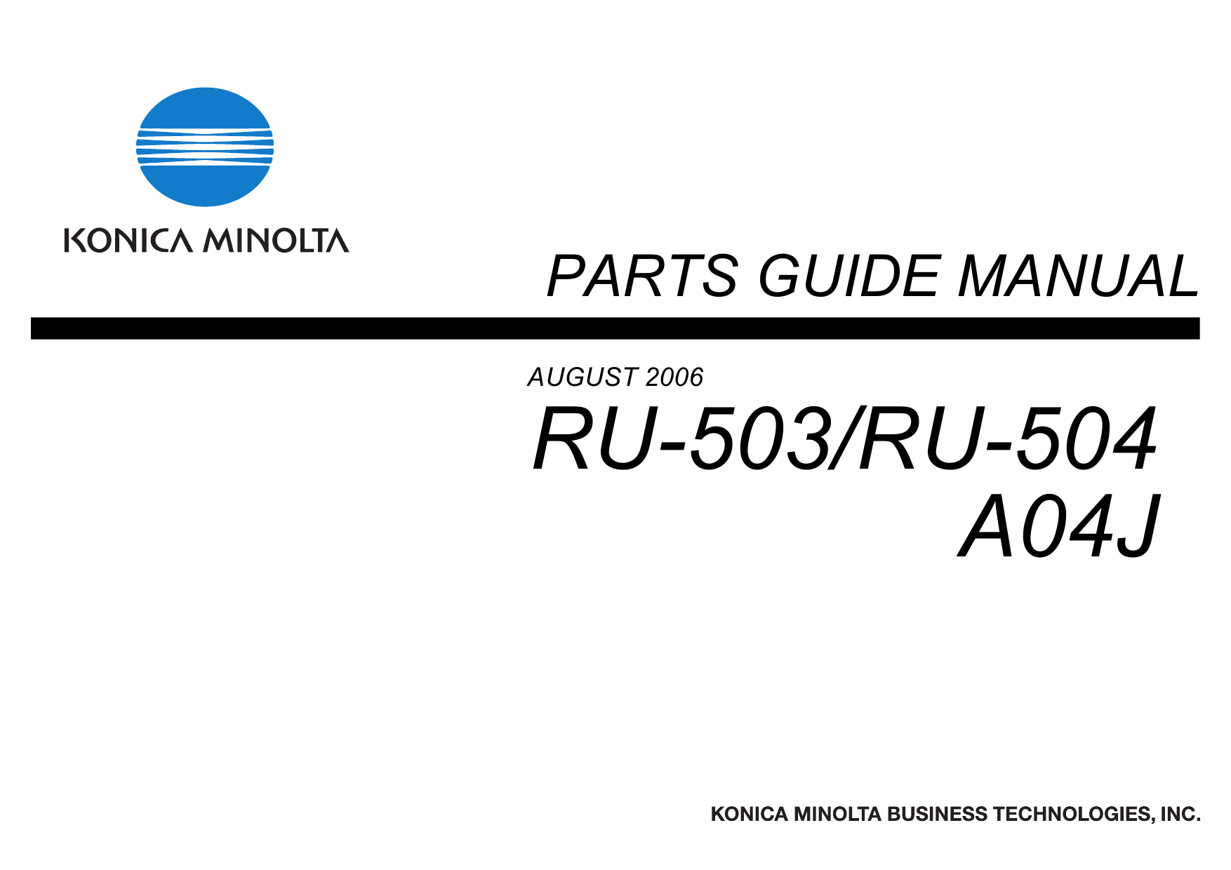 Konica-Minolta Options RU-503 RU-504 A04J Parts Manual-1